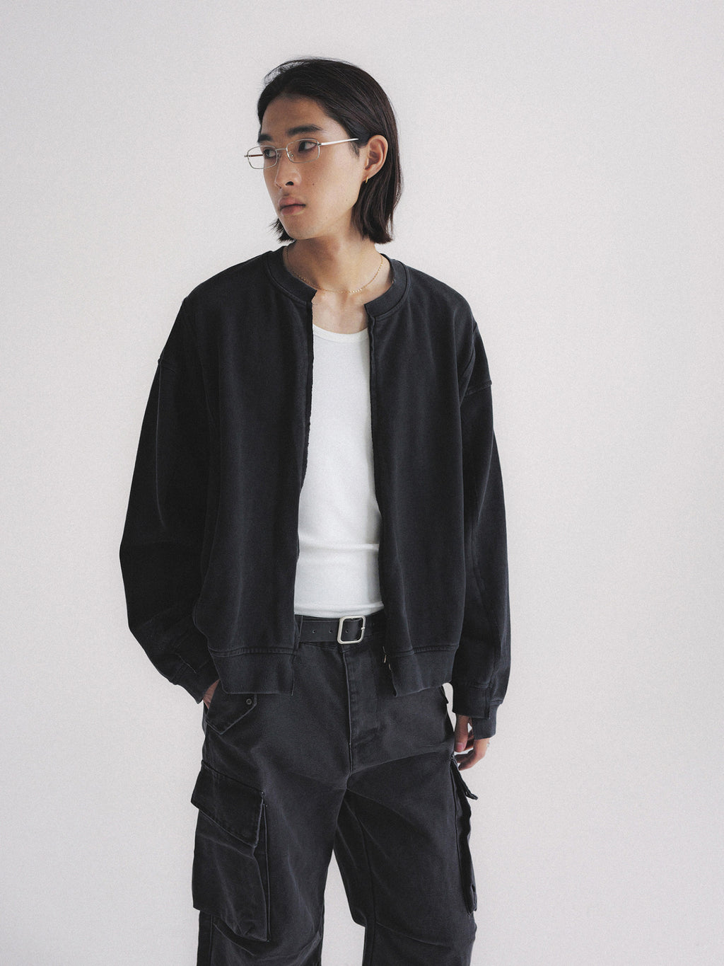 Thread | Distressed Boxy Zip-Up Sweatshirt