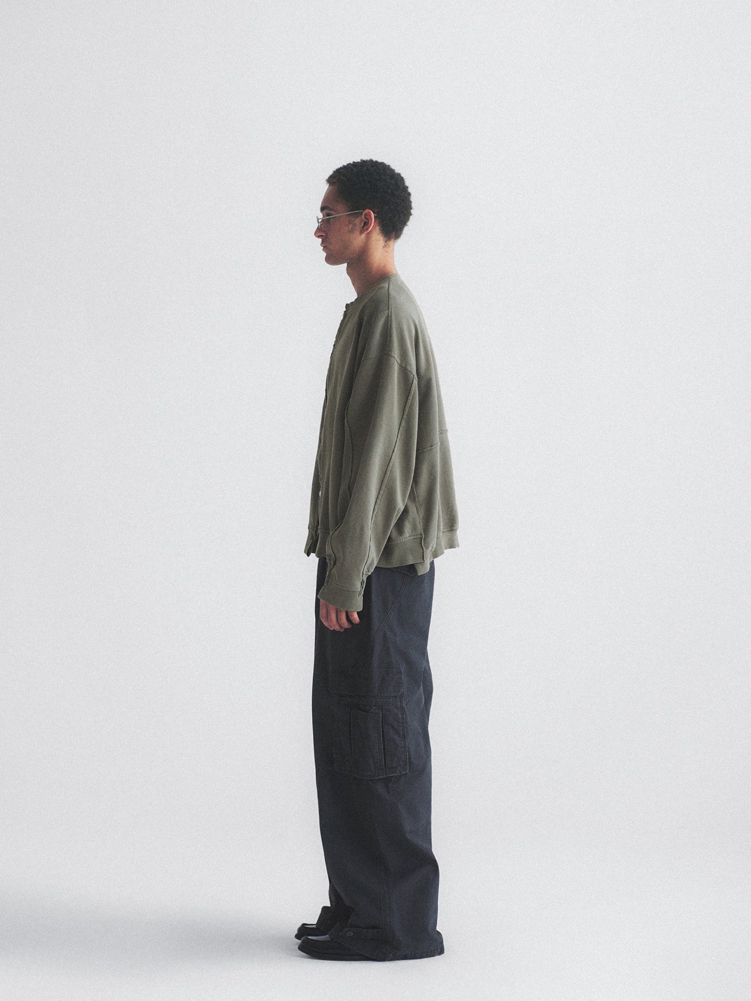 Thread | Distressed Boxy Zip-Up Sweatshirt
