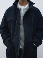 Washed Multi-Pocket Stand Collar Utility Jacket