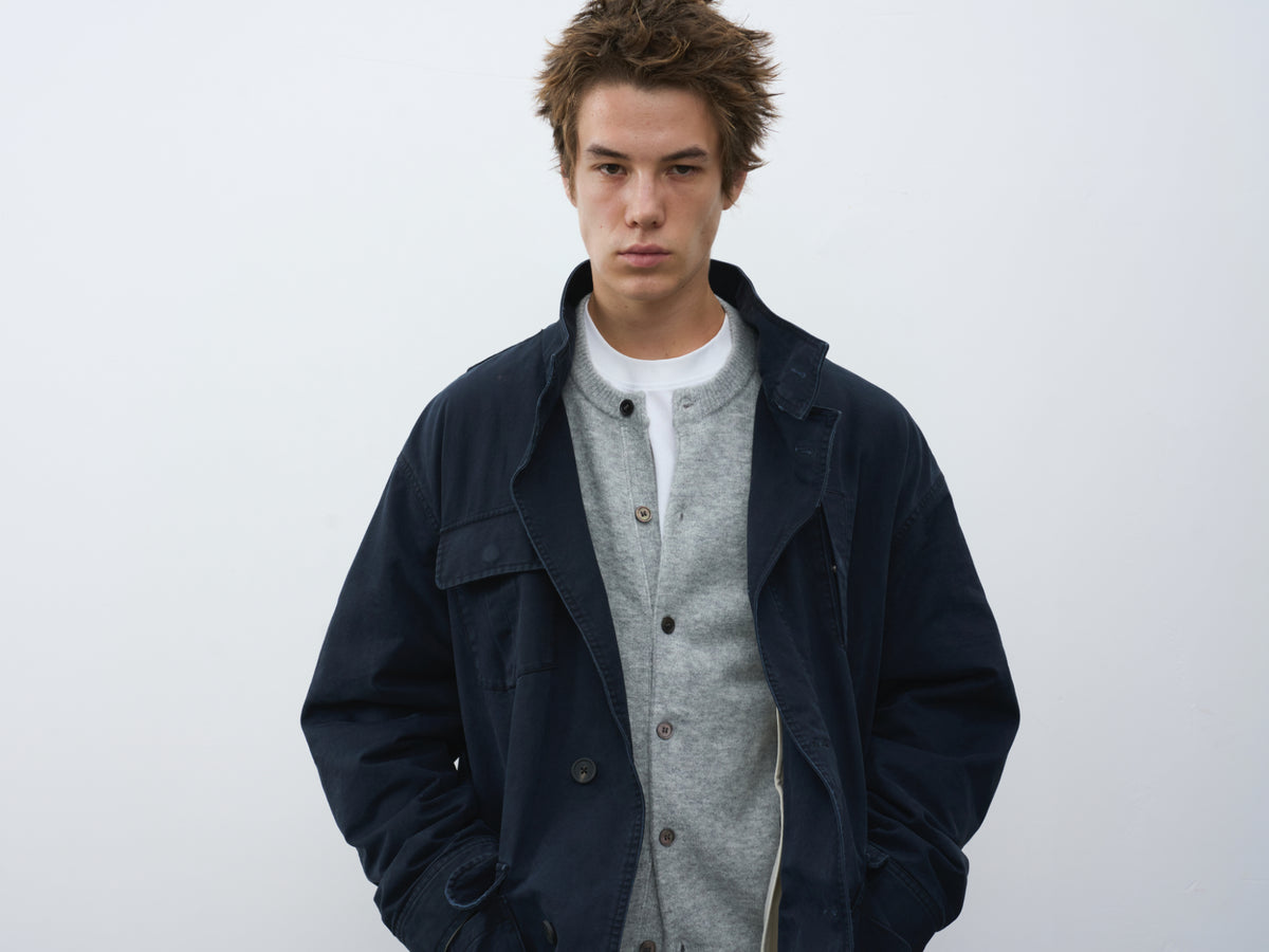Washed Multi-Pocket Stand Collar Utility Jacket