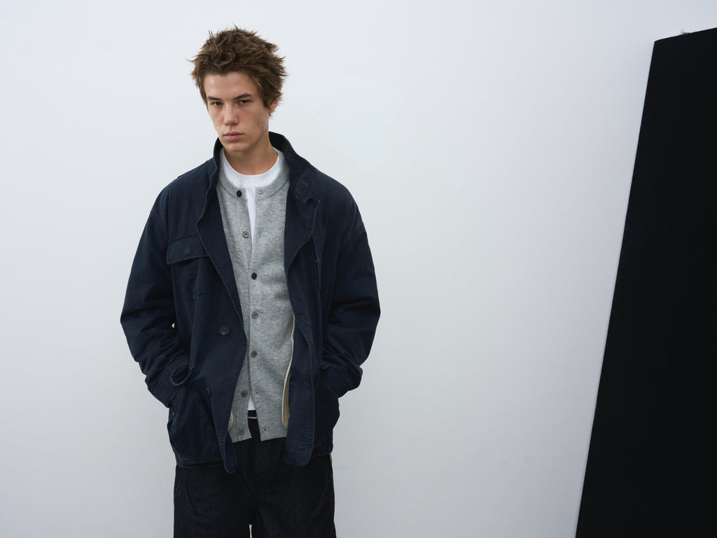 Washed Multi-Pocket Stand Collar Utility Jacket