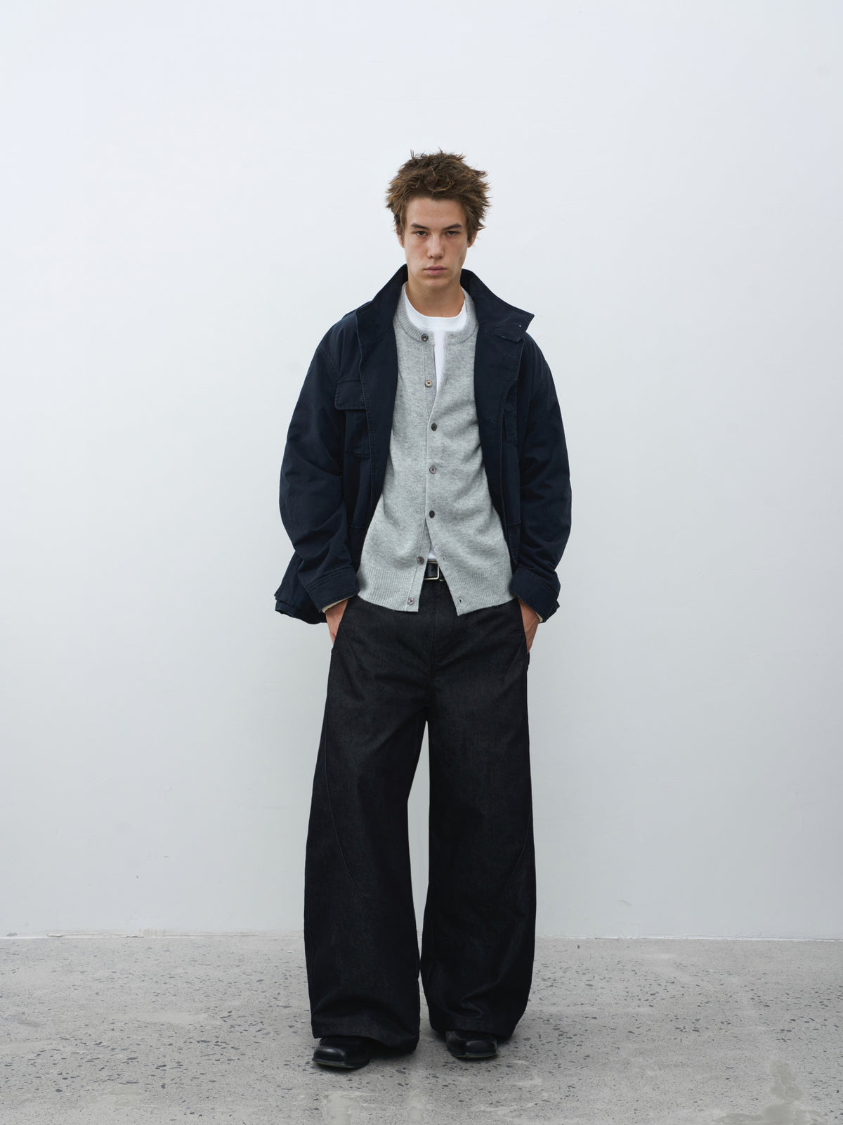 Washed Multi-Pocket Stand Collar Utility Jacket