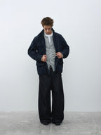 Washed Multi-Pocket Stand Collar Utility Jacket