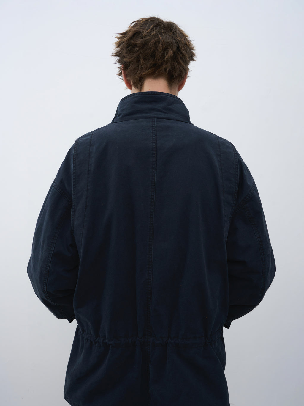Washed Multi-Pocket Stand Collar Utility Jacket