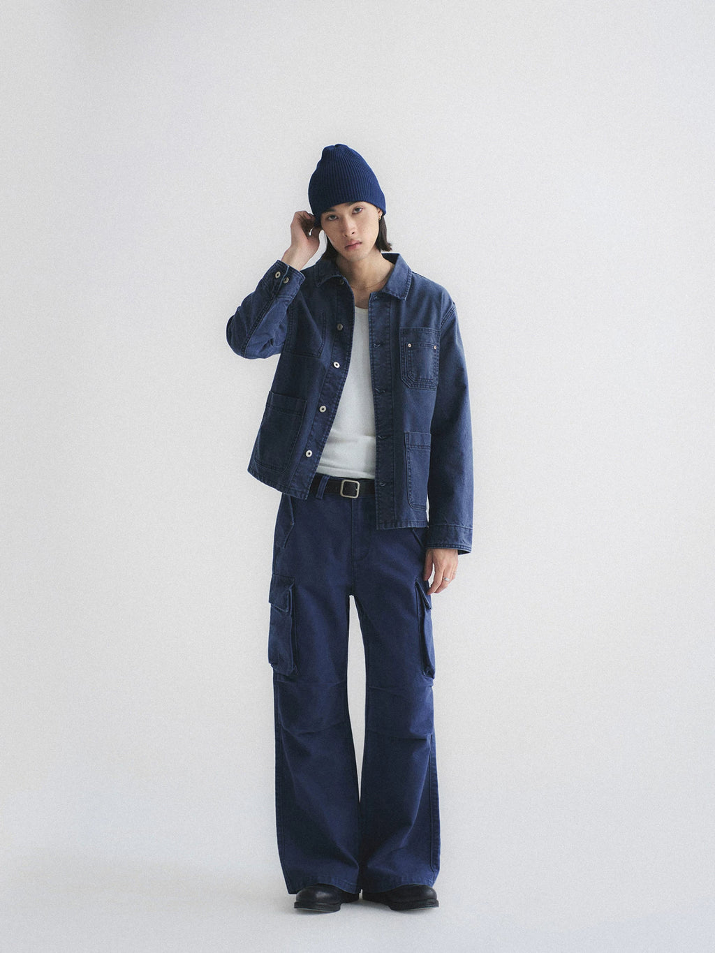 Washed Multi-Pocket Denim Cargo Jacket