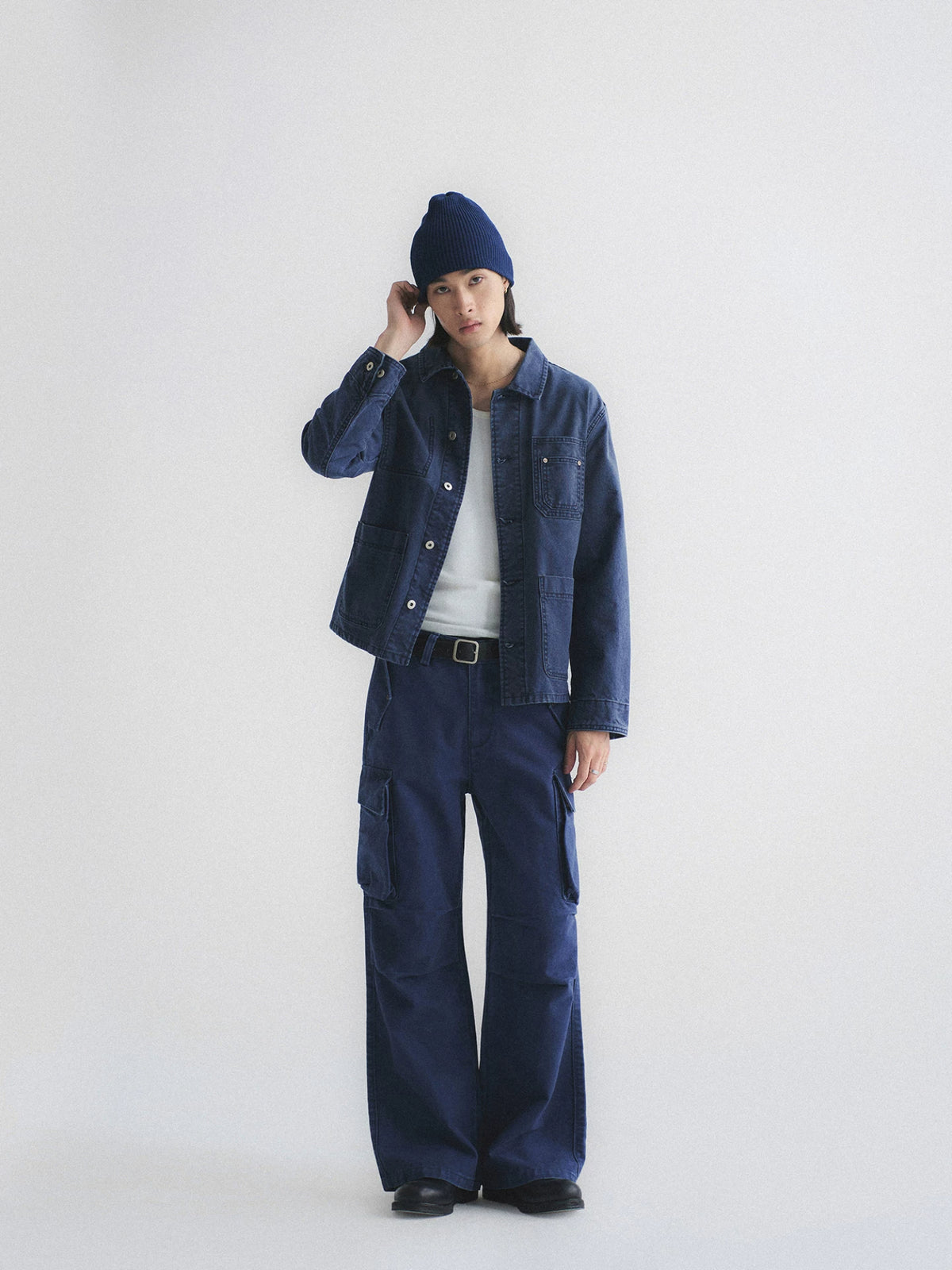Washed Multi-Pocket Denim Cargo Jacket