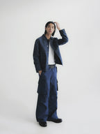 Washed Multi-Pocket Denim Cargo Jacket
