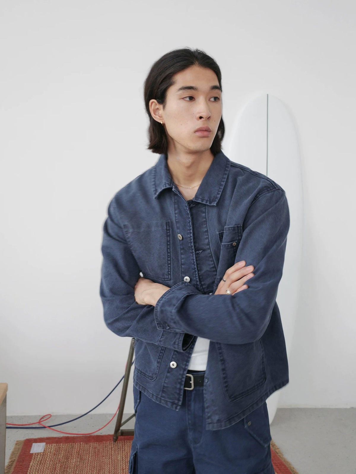 Washed Multi-Pocket Denim Cargo Jacket