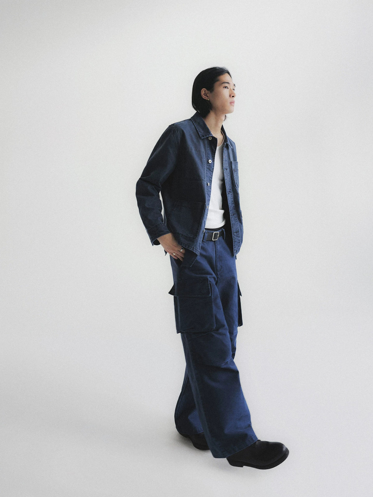 Washed Multi-Pocket Denim Cargo Jacket