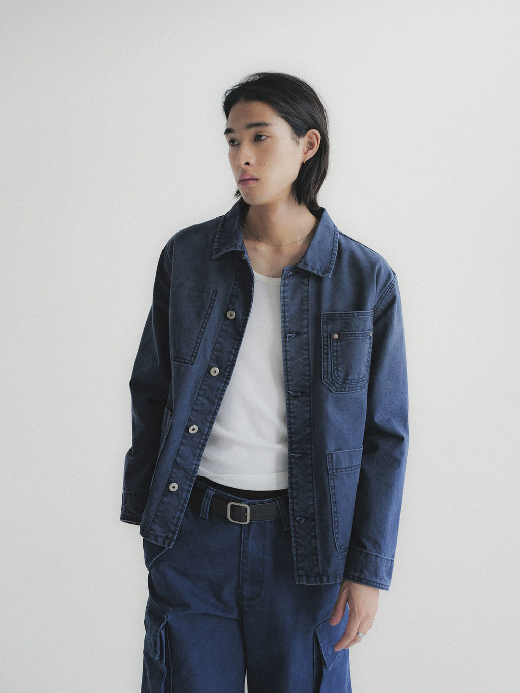 Washed Multi-Pocket Denim Cargo Jacket