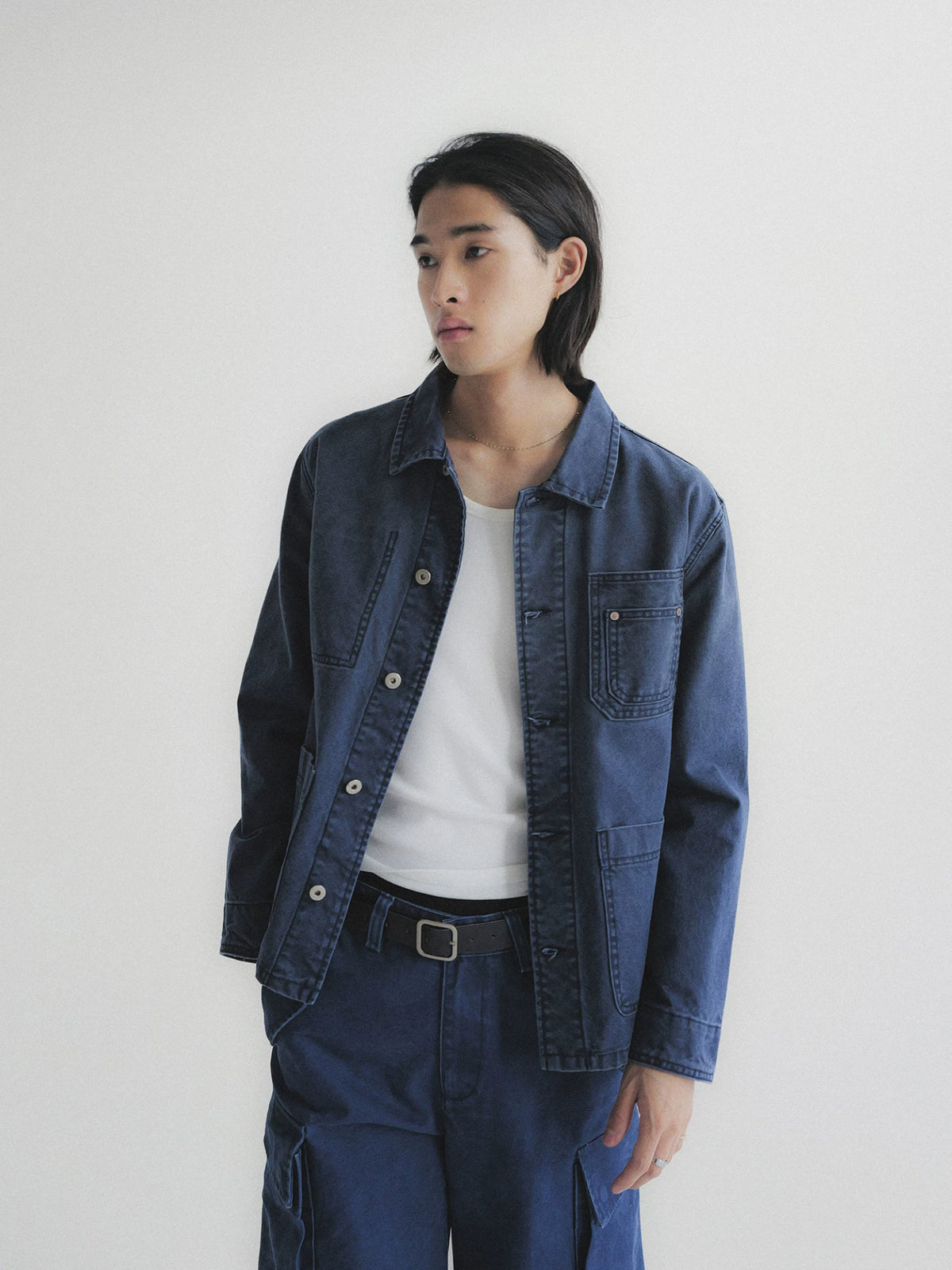Washed Multi-Pocket Denim Cargo Jacket