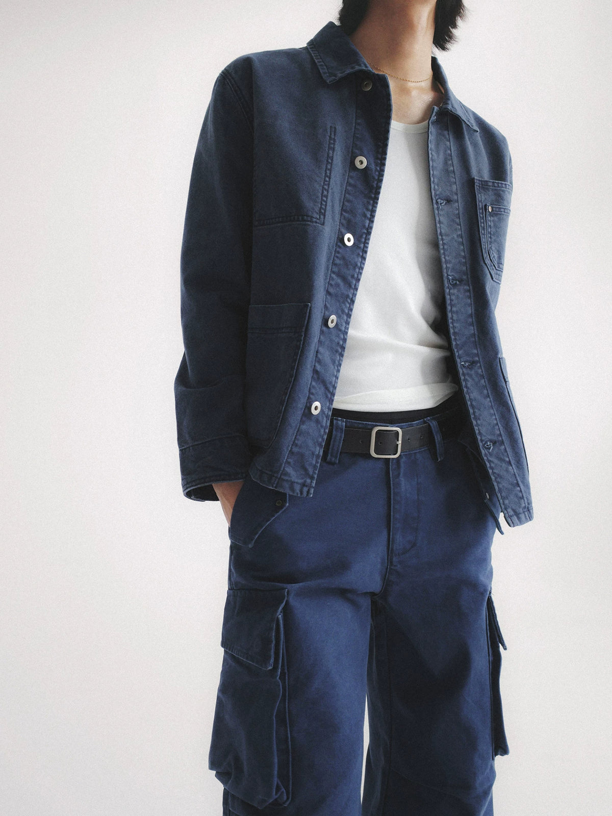 Washed Multi-Pocket Denim Cargo Jacket