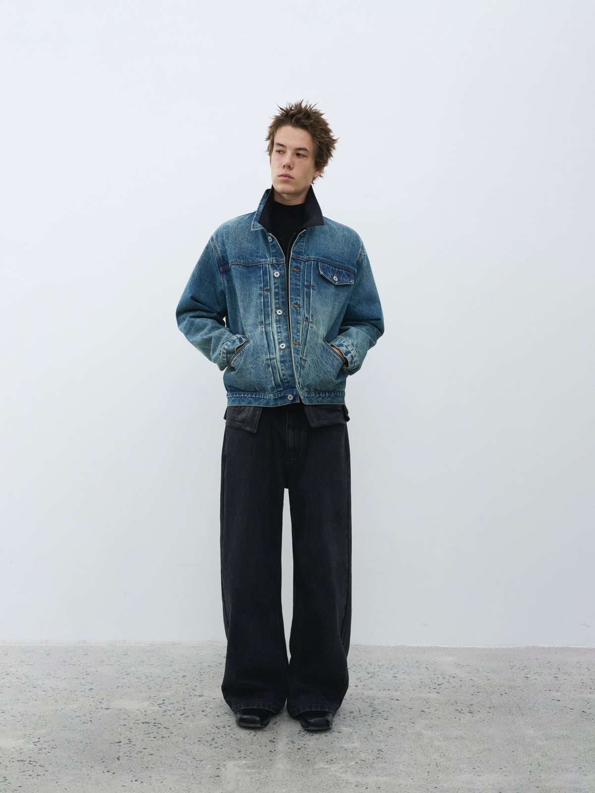 Washed Cropped Denim Jacket