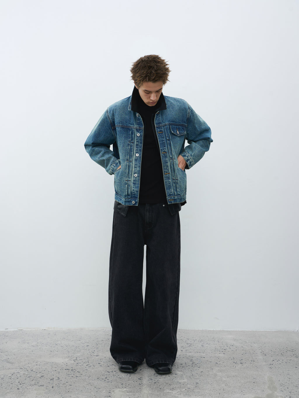 Washed Cropped Denim Jacket