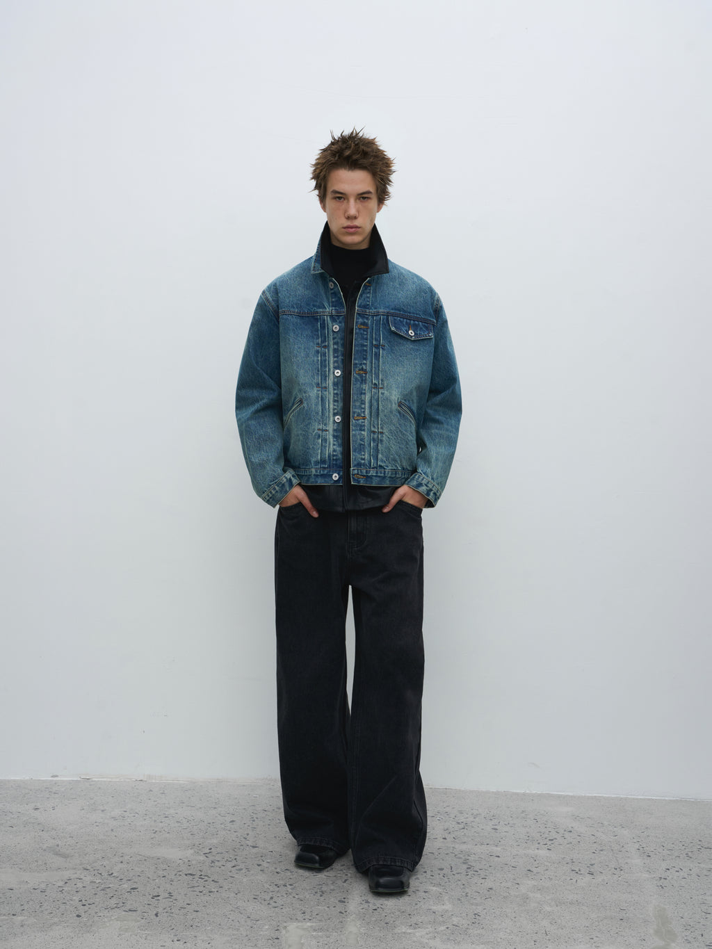 Washed Cropped Denim Jacket