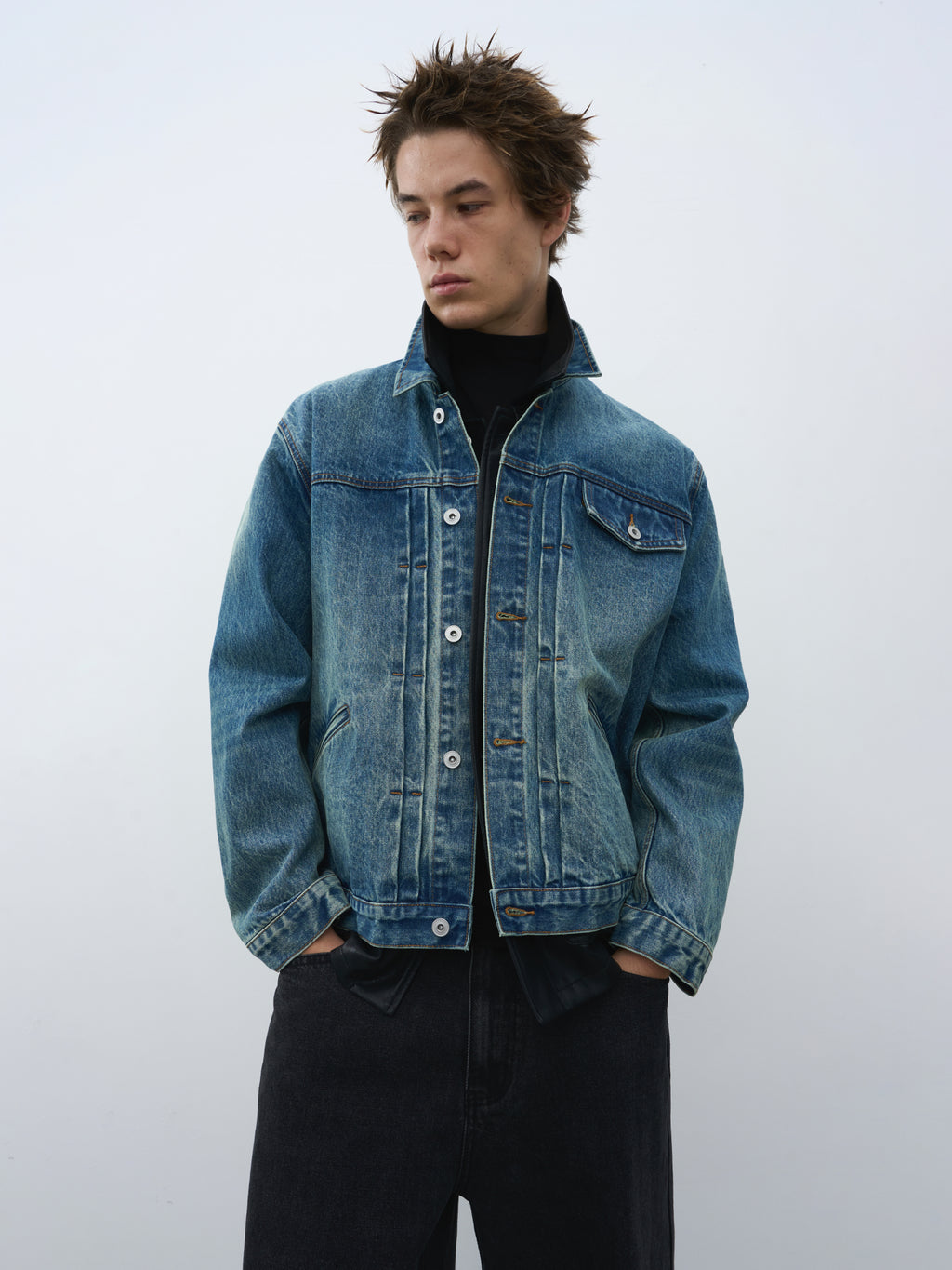 Washed Cropped Denim Jacket