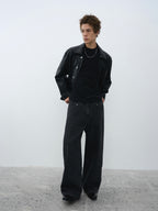 Multi-Pocket Faux Leather Utility Jacket