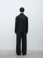 Multi-Pocket Faux Leather Utility Jacket