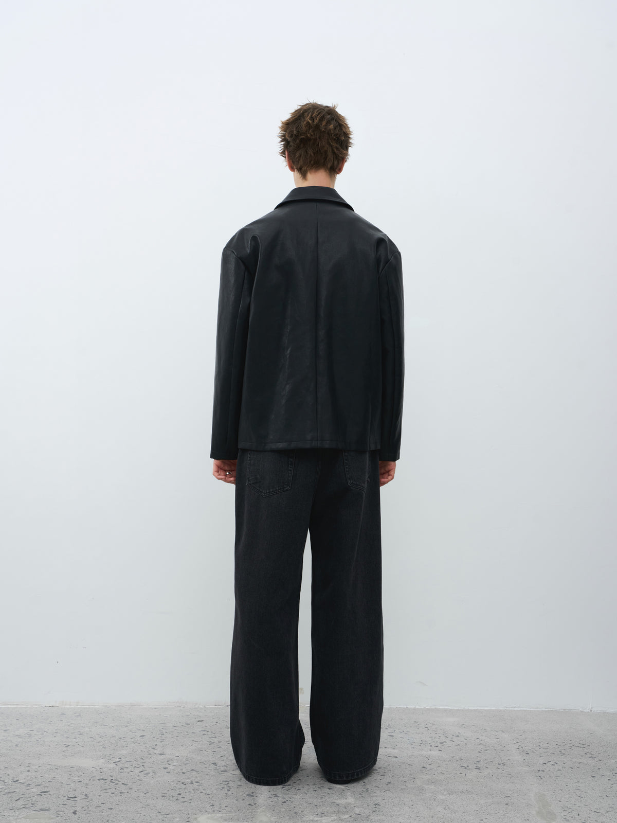 Multi-Pocket Faux Leather Utility Jacket