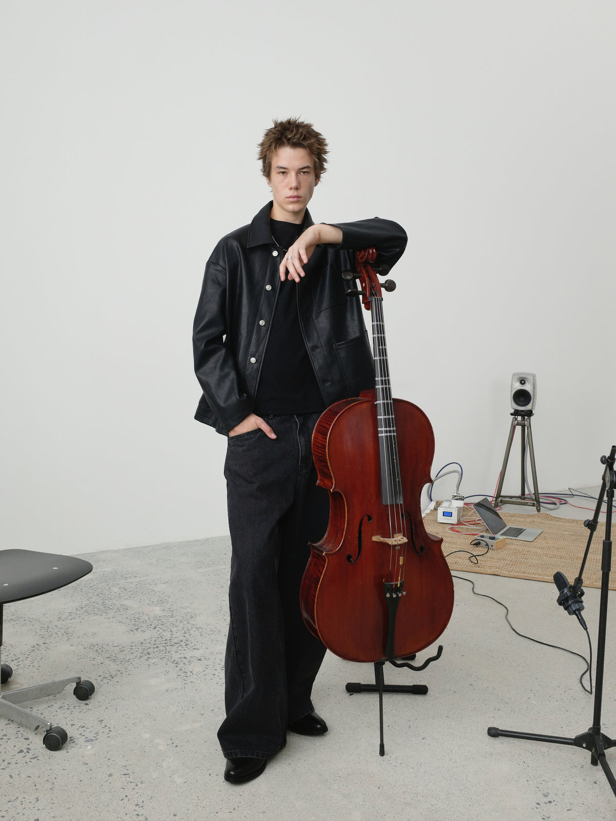 Multi-Pocket Faux Leather Utility Jacket