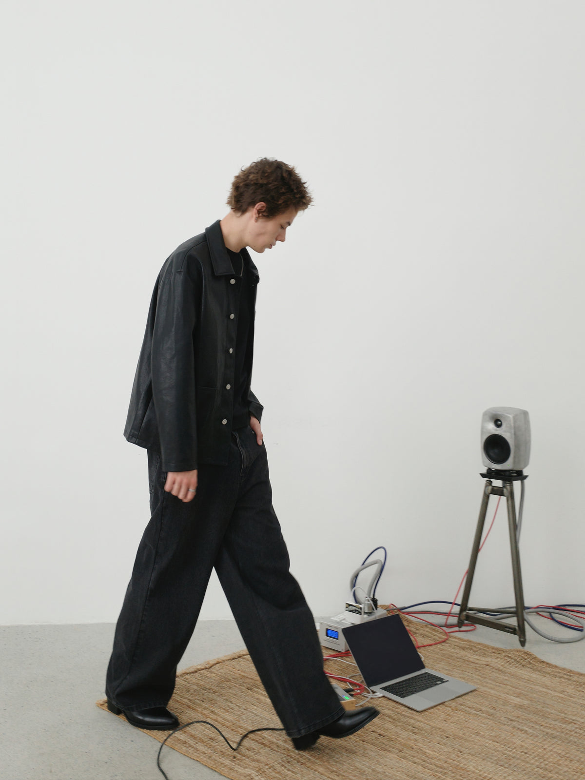 Multi-Pocket Faux Leather Utility Jacket