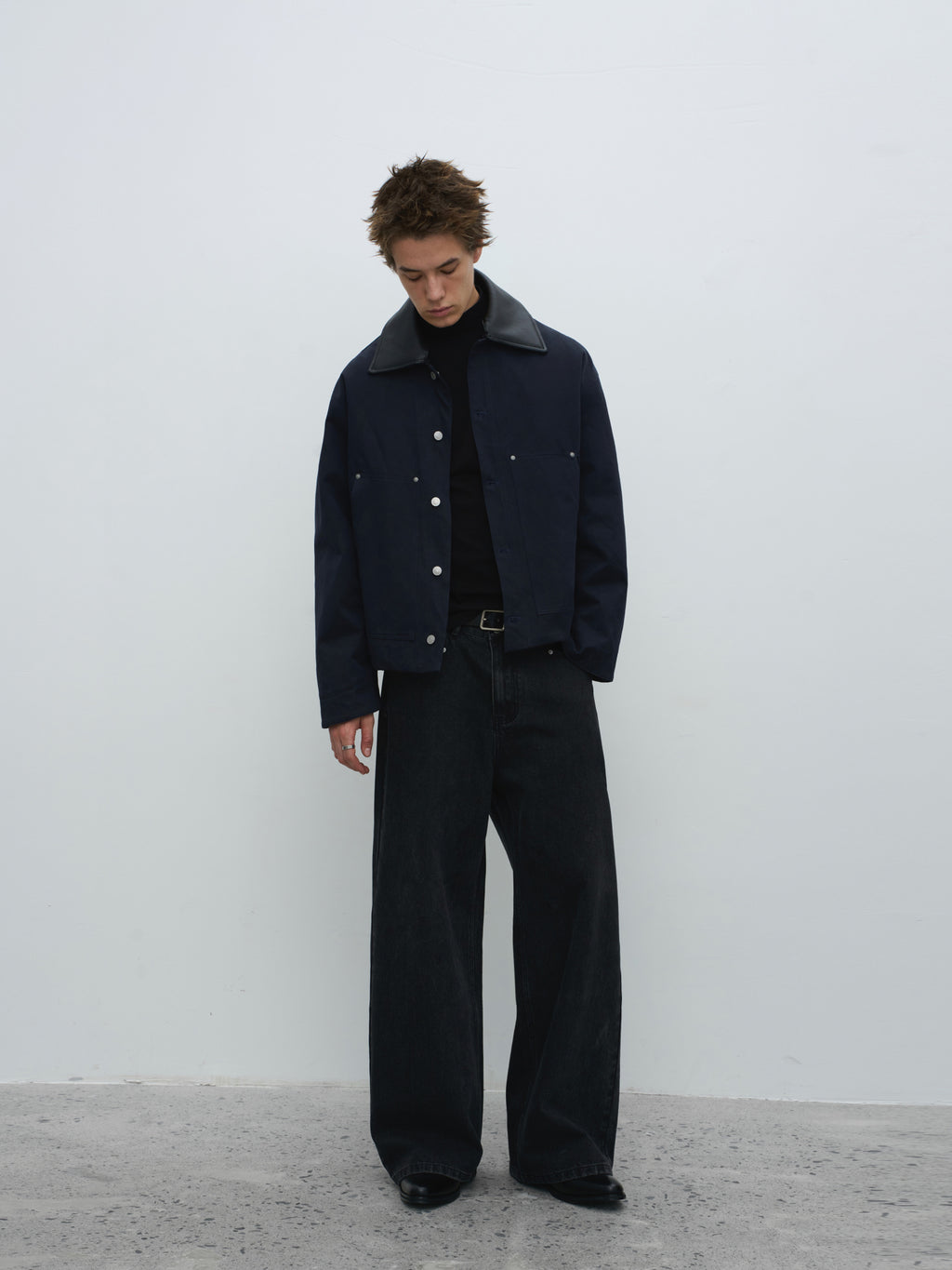 Detachable Faux Leather Collar Utility Jacket