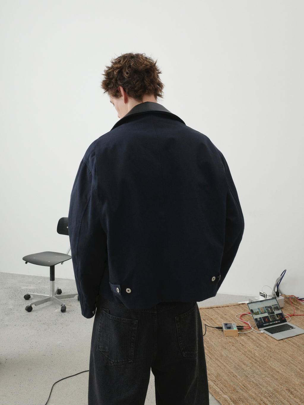 Detachable Faux Leather Collar Utility Jacket