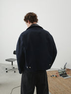 Detachable Faux Leather Collar Utility Jacket