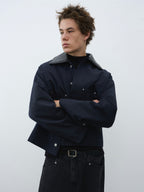 Detachable Faux Leather Collar Utility Jacket