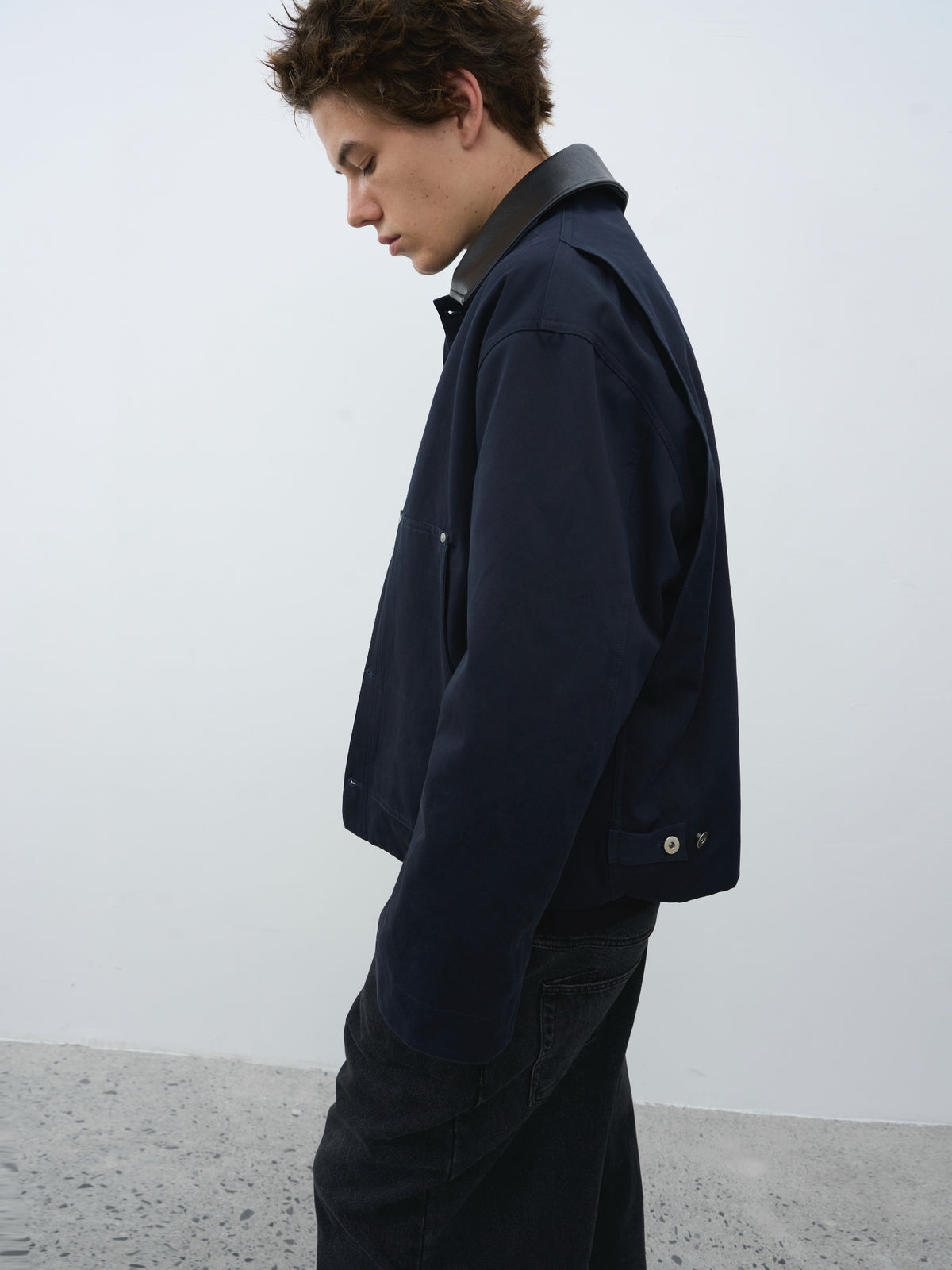 Detachable Faux Leather Collar Utility Jacket