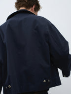 Detachable Faux Leather Collar Utility Jacket
