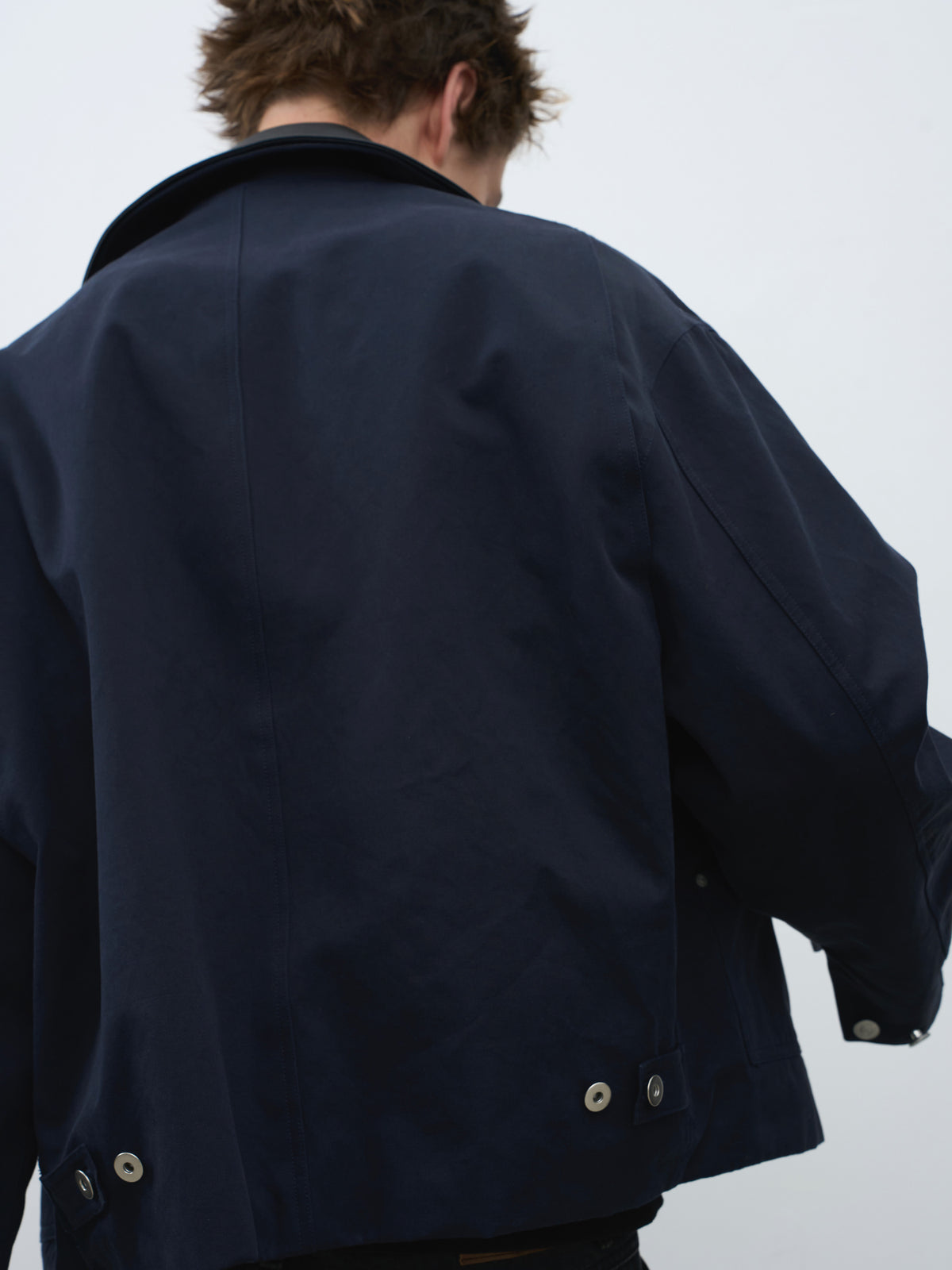 Detachable Faux Leather Collar Utility Jacket