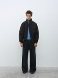 Cropped Stand Collar Fleece-Lined Jacket