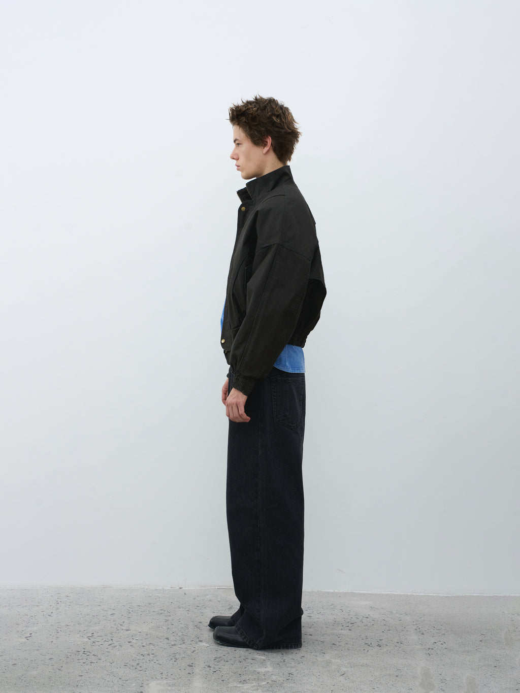 Cropped Stand Collar Fleece-Lined Jacket