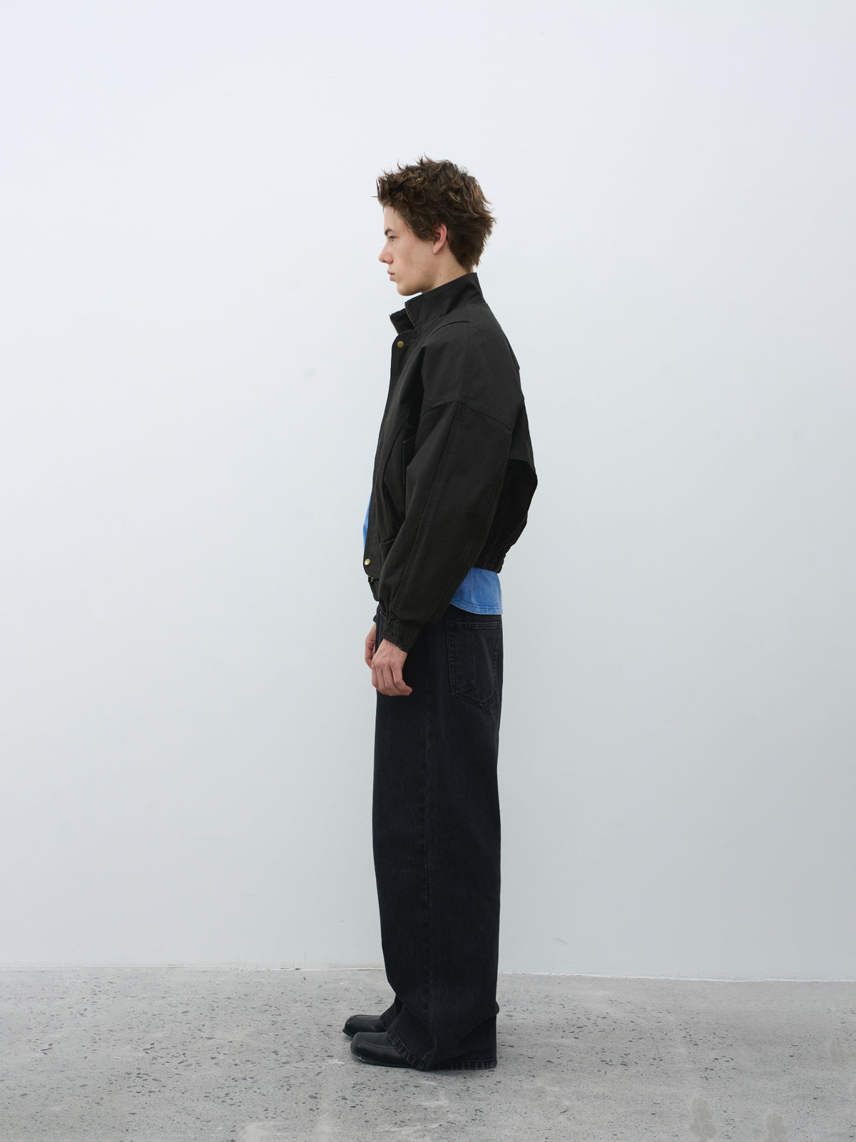 Cropped Stand Collar Fleece-Lined Jacket