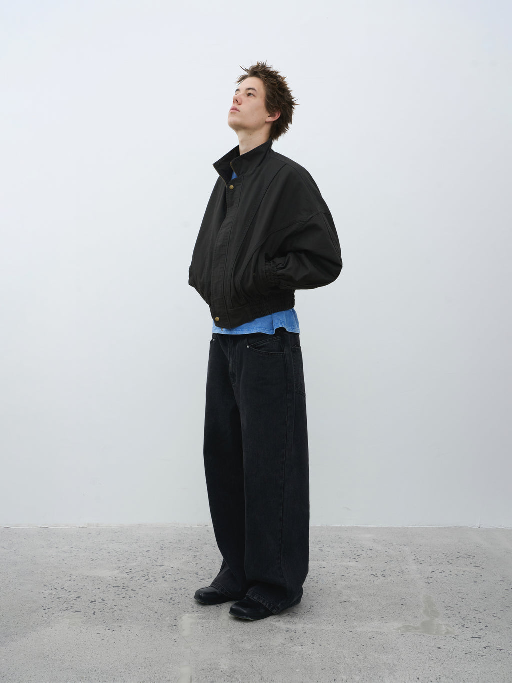 Cropped Stand Collar Fleece-Lined Jacket