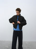Cropped Stand Collar Fleece-Lined Jacket