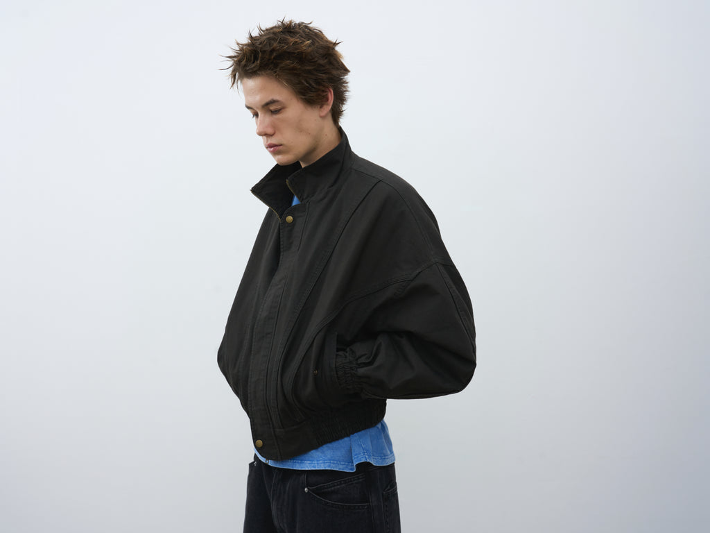 Cropped Stand Collar Fleece-Lined Jacket