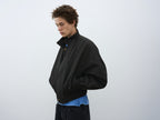 Cropped Stand Collar Fleece-Lined Jacket