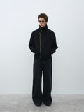 Stand Collar Asymmetric Zip Biker Jacket