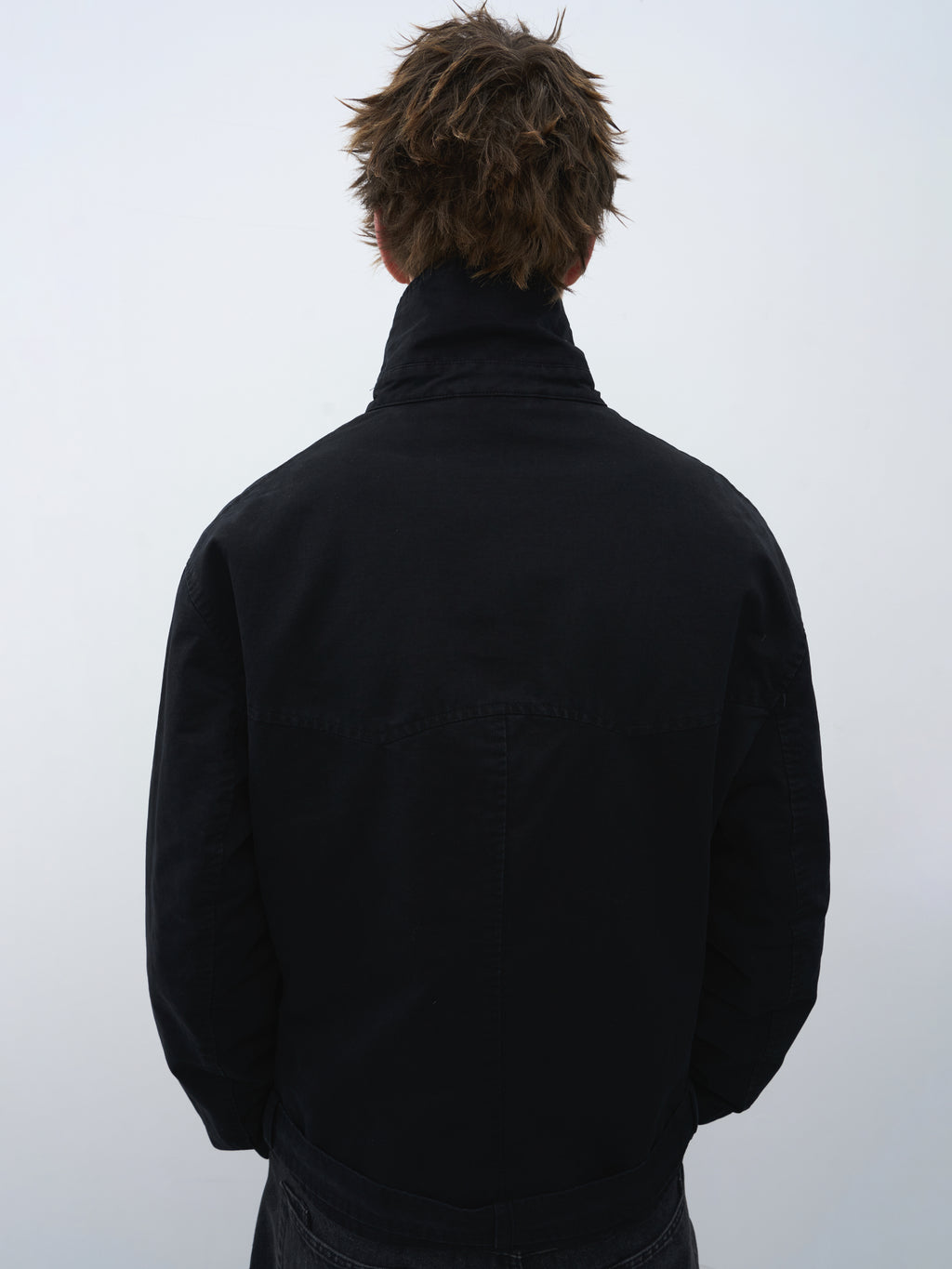 Stand Collar Asymmetric Zip Biker Jacket