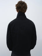 Stand Collar Asymmetric Zip Biker Jacket