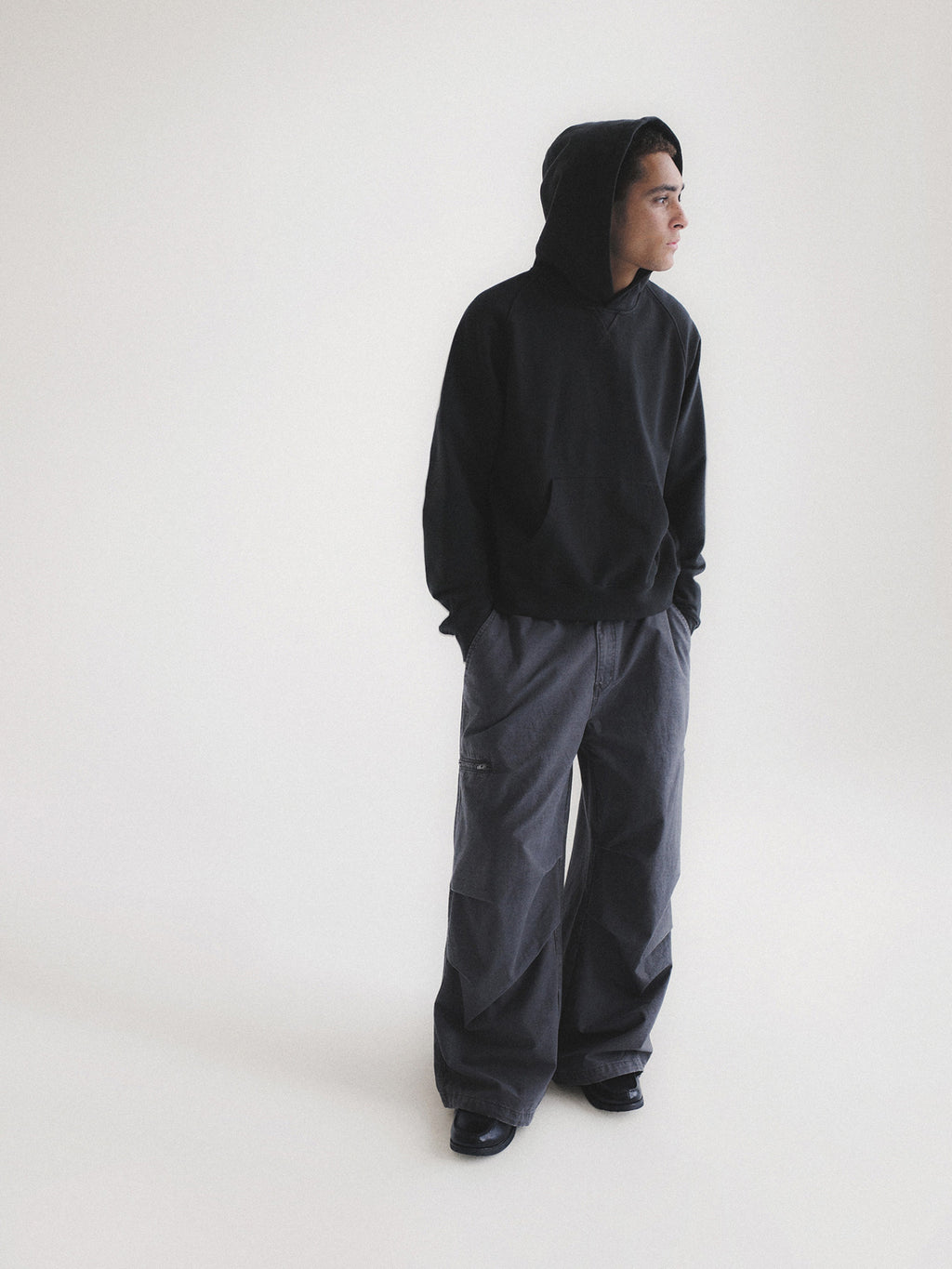 Hidden Check Wide Leg Cargo Pants