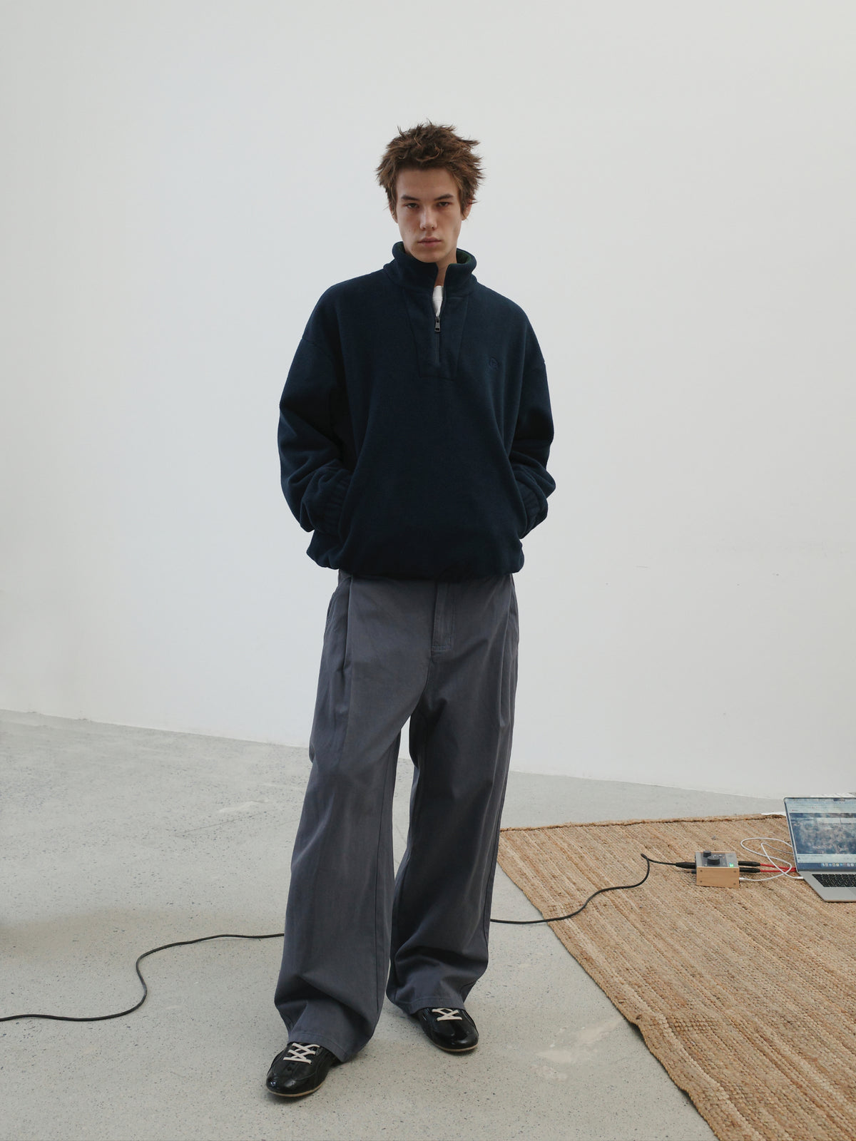Stand Collar Fleece Half-Zip Pullover