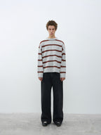 Wool-Blend Contrast Stripe Crewneck Sweater