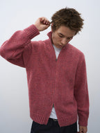 Wool-Blend Mock Neck Two-Way Zip Cardigan