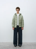 Checked Quilted Hooded Down Jacket