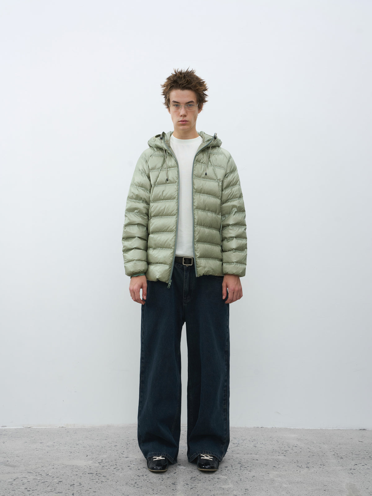 Checked Quilted Hooded Down Jacket