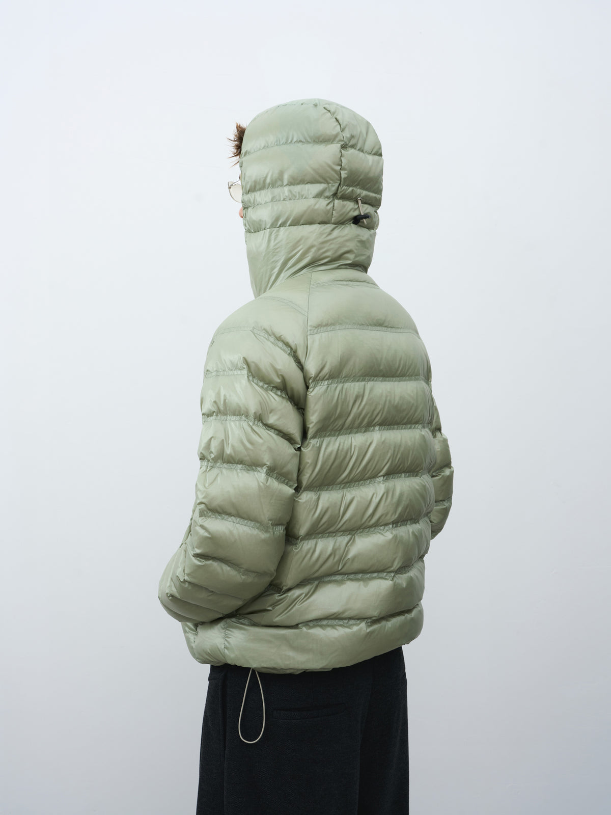 Checked Quilted Hooded Down Jacket