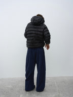 Checked Quilted Hooded Down Jacket